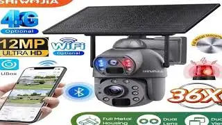 #SHIWOJIA 36X ZOOM 12MP 4G SIM Solar Camera Outdoor 360� Wireless WIFI Battery Security Cameras wit