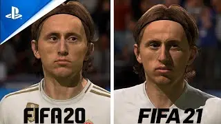 FIFA 20 vs FIFA 21 Real Madrid Faces Graphics Comparison PS4 Pro