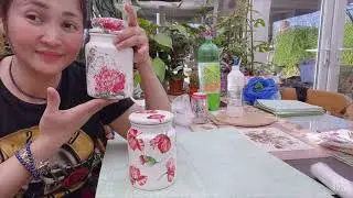 Upcycled candle jar with Decoupage