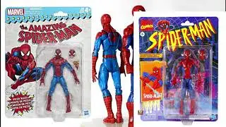 Homem Aranha Comparativo Marvel Legends  Vintage Retro Spider Pizza versus Spider Man 2020