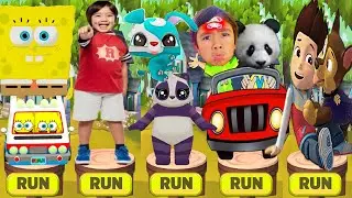Tag with Ryan vs Paw Patrol Ryder vs Dash Tag vs SpongeBob Run - All Characters Unlocked