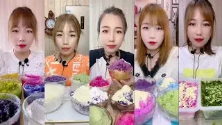 ASMR Qian finishing her mini ice bowls ice eating compilation mukbang #iceeating #mukbang 