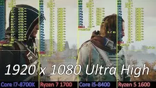 [1080p Ultra High] Assassin's Creed Unity i7-8700K vs Ryzen 1700 vs i5-8400 vs Ryzen 1600