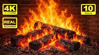 4K HD Fireplace - Real Sound 10 Hours