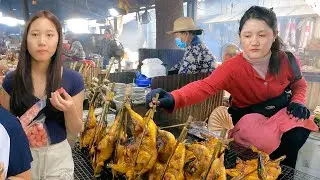 Real Cambodian Countryside Street Food - Amazing Grilled Frogs and Chicken at Udong Resort