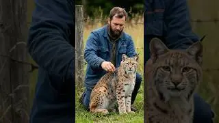 Man Rescues Lynx Tangled in Barbed Wire 🐾❤️ #shorts #animals #rescue