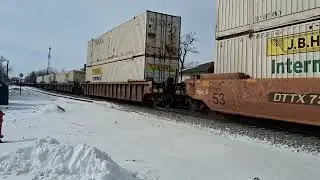 BNSF 8391 leads a fast Hotshot Intermodel through Coal City, IL 