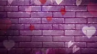 Fondo de v&iacute;deo movimiento - pared de ladrillos morado, corazones (free video background)