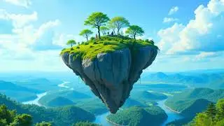 Floating Island Green Landscape | Backgrounds | Wallpapers | whatsapp dpz