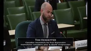 CJFE Executive Director Tom Henheffer testifies in favour of press shield bill S-231