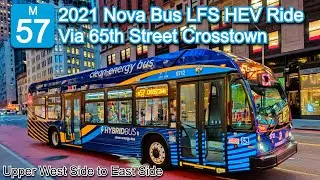 NYCT M57 Bus Ride (Via 65th Street Crosstown): 2021 Nova Bus LFS HEV 9727 from UWS to the East Side