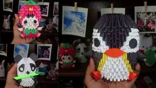 [3D Origami Creations] Hello Kitty, Domo, Anime Characters, and more!