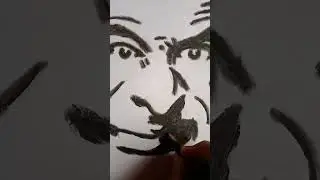 mr bean drawing with charcoal pencil