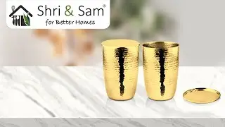 Stainless Steel 2 PCS Gold PVD Coated Hammered Glass with SS Lid Impression (Feature)