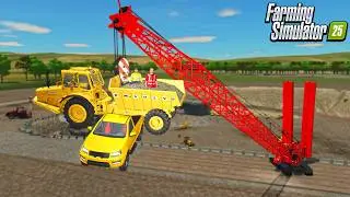SHENANIGANS WITH A 500 TON CRANE! FARMING SIMULATOR 25