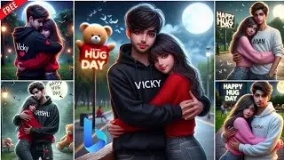 Create 3D Ai Happy Hug Day couples name image creator | Bing image creator tutorial FREE | Bing Ai