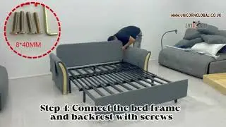 How to Assemble Unicorn Furniture Pull-Out Sofa Bed with Storage  Tool-Free & Screw-In Options