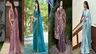 करवा चौथ के लिए  Zimi  choo sarees designs // New fashion saree design 2024 .