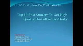 GET HIGH QUALITY BACKLINK SITES LIST