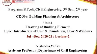 CE-304 Building Planing & Architecture, Unit-1 Drawing of Buildings Element, Lecture-2