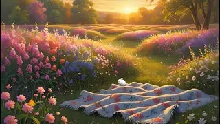 🌸 Sunset in a Flower Meadow | Relaxing Nature Ambience & Calming Birdsong