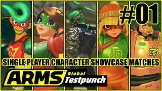 ARMS Global Testpunch Gameplay 5 Character Showcase Online Single Player Matches 1 VS 1 Commentary