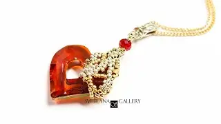 Beaded Pendant | Free-form Beading | Glass Crystal Heart
