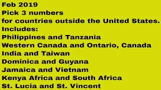 Feb 2019 pick 3 numbers for countries outside the United States!!!