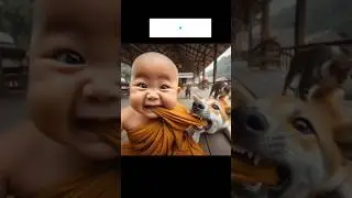 Dog and the little cute monk baby #funny #cute #cutebaby #ai