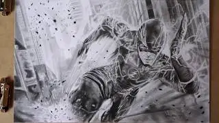 Flash Self Portait: Grant Gustin- Speed Drawing [ Time-Lapse ]