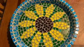 A mosaic plate I did on a flower pot base
