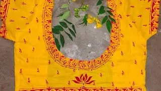 hand print blouse design❤️ red yellow combination/হ্যান্ড প্রিন্ট ব্লাউজ ডিজাইন❤️লাল হলুদ কম্বিনেশন