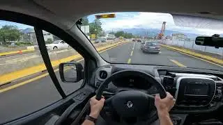 Le M&ucirc;rier | road D1091. Driving Renault Trafic. Cockpit POV. Summer. Alps. France