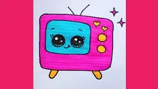 how to draw a cute retro television step by step l#drawing @kidscreativecanvas-123