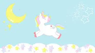 🦄🎶 Unicorn Moon Clouds Stars Pastel Kawaii Kids Cartoon Background