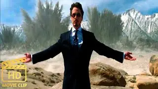 Iron Man ( Tony Stark ) is presenting his company's weapons to the army. - Iron Man ( 2008 )