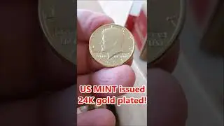 24K GOLD COIN found #coinrollhunting a box of Half Dollars #short