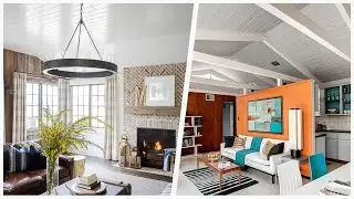 75 Living Space With Brown Walls And A Brick Fireplace Design Ideas You'll Love ⭐️