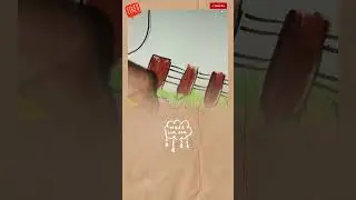 Cute Village Scenery Drawing 🌳By an 8-Year-Old Kid#shorts
