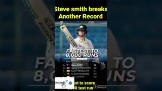 Steven smith breaks another Test Record, Fastest to score 8000 test run #stevesmith #testcricket