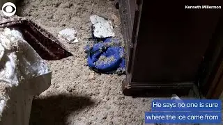 WEB EXTRA: Large Ice Chunk Falls Through Man's Roof