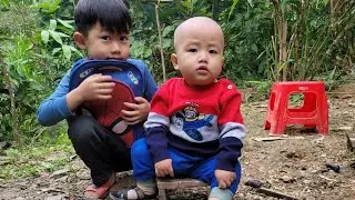 The woman bought books to prepare her two children for school, and cut the younger child's hair.