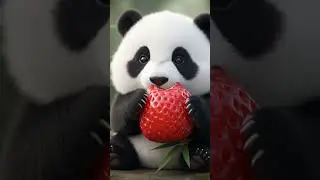 Fruit eating cute panda #shorts #ai #panda #white #fruit #cherry #pandapic #babypanda #hellopanda #