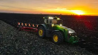 Szántás naplementében  2022 - JOHN DEERE 8345R + Kverneland RN 100 - Ploughing/Orka-VADAS-AGRO Kft.