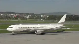 Roman Abramovich's Boeing 767 at ZRH (with live ATC)