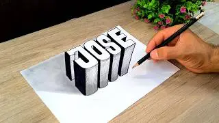3D Drawing 🔥 How to Draw 3D LETTERS Name JOSE with Depth Effect