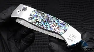 Protech Brend 3 Steel Custom Damascus Blade Abalone Inlays