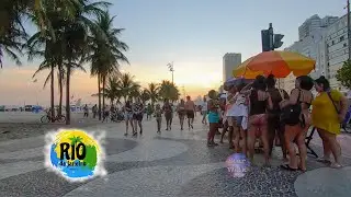 Rio de Janeiro, Brasil 🇧🇷 Avenida Atlantica Copacabana, Sunset Street Walk