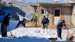 Cold moments on a snowy field, from the stepmother shoveling snow to the joys of Amir and Abbas.