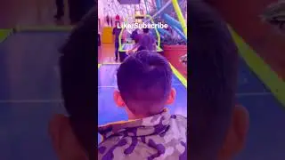 Two little kids playing Air Hockey Table at Circus Circus #shorts #games #kids